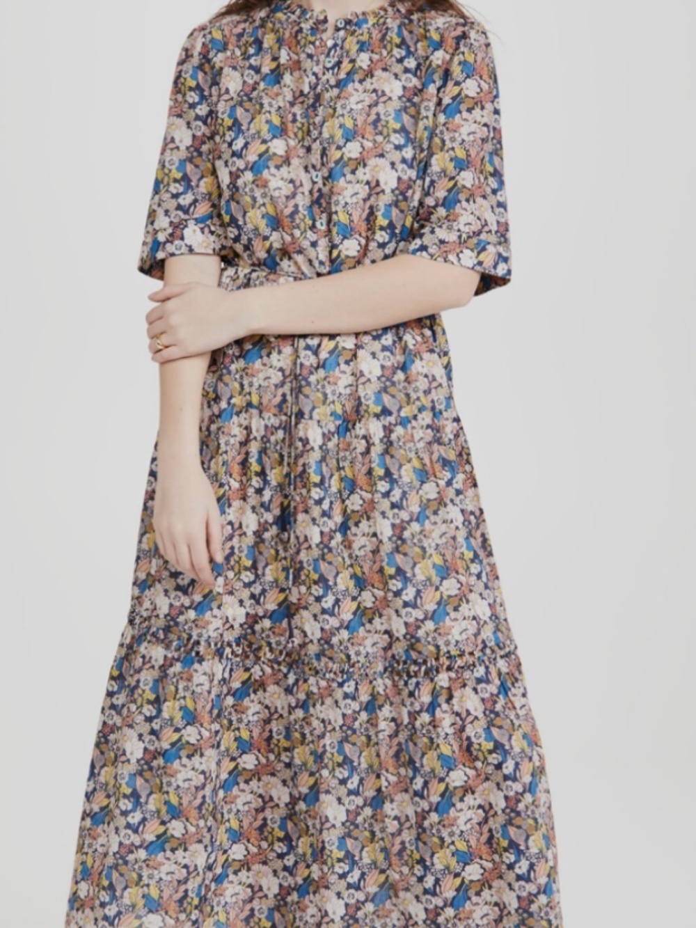 Apiece Apart Alta Dress S 6 Women's Casual Floral Printed Tiered Maxi NEW 36371